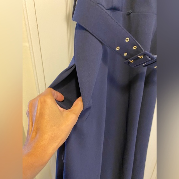 CALVIN KLEIN MIDI BELTED DRESS with back zipper Vneck short sleeve w/pockets - Picture 4 of 14